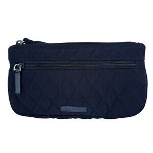 Vera Bradley Navy Blue Microfiber Quilted Wristlet Wallet Clutch Carryall